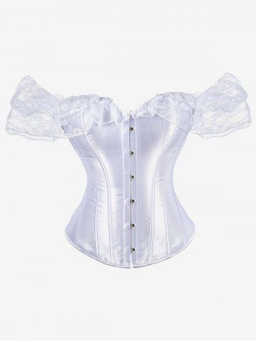 Gothic Off The Shoulder Lace Panel Lace-up Boning Corset Top - WHITE - 2XL