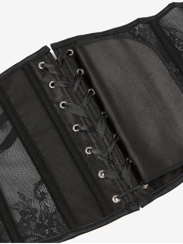 Gothic Lace Overlay Lace-up Boning Underbust Corset