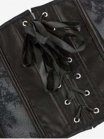 Gothic Lace Overlay Lace-up Boning Underbust Corset