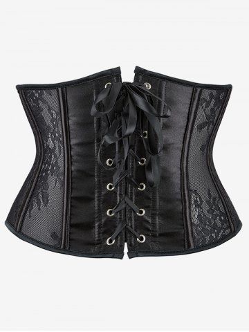 Gothic Lace Overlay Lace-up Boning Underbust Corset