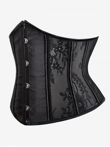 Gothic Lace Overlay Lace-up Boning Underbust Corset