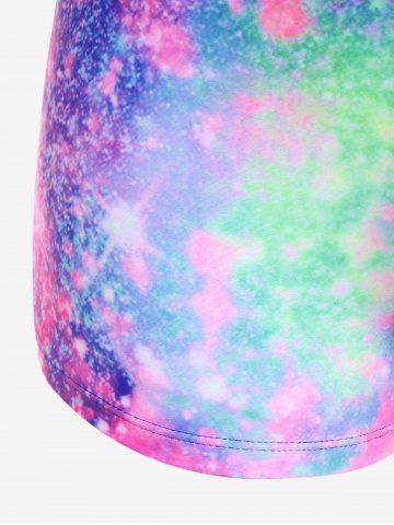 Plus Size Lip Printed Padded Boyleg Strappy Tankini Swimsuit