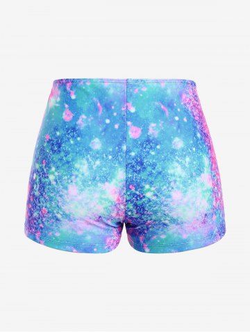 Plus Size Lip Printed Padded Boyleg Strappy Tankini Swimsuit