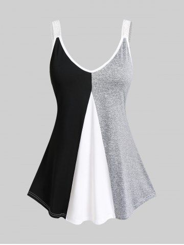 Top Sin Mangas de Talla Grande de Color Bloque - WHITE - 4X | US 26-28