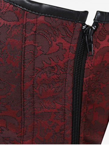 Gothic Halter Crisscross PU Leather Strappy Brocade Corset