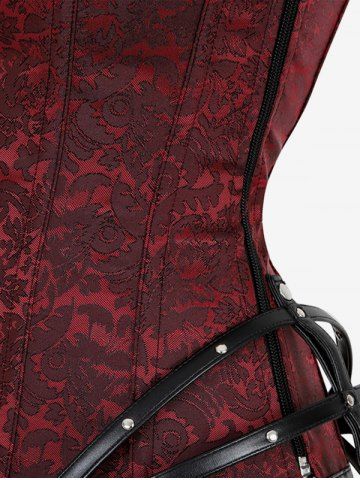 Gothic Halter Crisscross PU Leather Strappy Brocade Corset