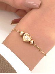 Bracelet en Forme de Cœur en Strass pour la Saint-Valentin - d'or 