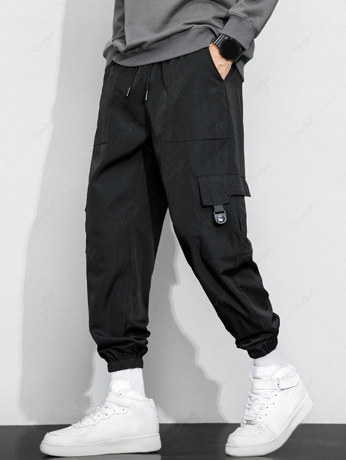 Cheap Solid Color Multi-pockets Design Cargo Pants  