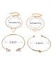 4 Pièces Bracelets Géométrique Design Noué - d'or 