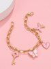 Bracelet à Breloques Motif Papillon Cœur pour la Saint-Valentin - Rose clair 