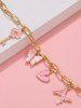 Bracelet à Breloques Motif Papillon Cœur pour la Saint-Valentin - Rose clair 