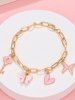 Bracelet à Breloques Motif Papillon Cœur pour la Saint-Valentin - Rose clair 