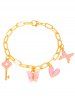 Bracelet à Breloques Motif Papillon Cœur pour la Saint-Valentin - Rose clair 