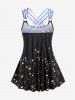 Plus Size Lip Printed Padded Boyleg Strappy Tankini Swimsuit -  