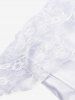 Haut Corset Panneau en Dentelle à Epaule Dénudée à Lacets - Blanc 5XL