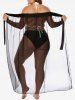 Plus Size See Thru Wrap Cover Up Skirt -  