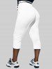Pantalon Capri Droit Boutonné de Grande Taille - Blanc 2X