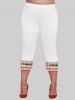 Pantalon Capri à Paillettes Brillantes Grande Taille - Blanc 1X