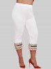 Pantalon Capri à Paillettes Brillantes Grande Taille - Blanc 1X