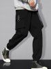 Strap Design Multi Pockets Solid Color Cargo Pants -  