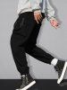 Strap Design Multi Pockets Solid Color Cargo Pants -  