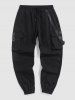Strap Design Multi Pockets Solid Color Cargo Pants -  
