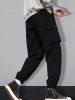 Strap Design Multi Pockets Solid Color Cargo Pants -  