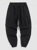 Strap Design Multi Pockets Solid Color Cargo Pants -  