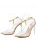 Escarpins à Talons Aiguilles avec Sangles en Chaînes Transparentes - Blanc EU 42