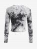 Tie Dye Rib-knit Long Sleeve Bustier Top -  