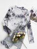 Tie Dye Rib-knit Long Sleeve Bustier Top -  