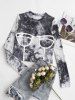 Tie Dye Rib-knit Long Sleeve Bustier Top -  