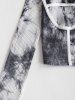 Tie Dye Rib-knit Long Sleeve Bustier Top -  
