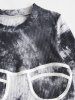 Tie Dye Rib-knit Long Sleeve Bustier Top -  