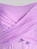 Plus Size Lace Butterfly Crossover Ruched Backless Dress -  