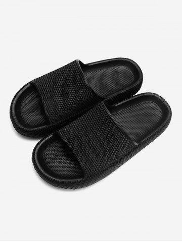 Textured Indoor Home Slippers Cloud Slides - BLACK - EU (40-41)