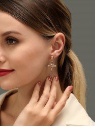 Boucles D'Oreilles Pendantes Motif Croix et Rose pour la Saint-Valentin - d'or 