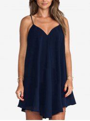 Plus Size Crisscross Detail Shift Cami Dress - Bleu profond XL