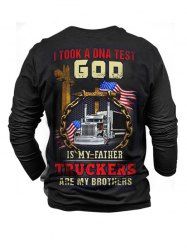 Slogan American Flag Truck Graphic Print Casual T-shirt -  