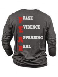Letter Print Long Sleeve Casual T-shirt -  