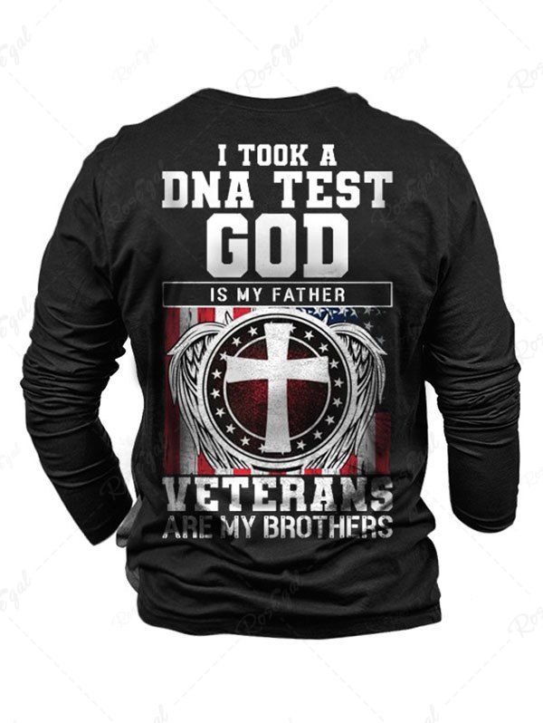 Latest Cross Wing American Flag Slogan Print Graphic Casual T-shirt  