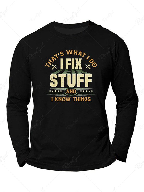 New Graphic Letter Star Print Round Neck Long Sleeve T Shirt  