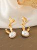 Valentine's Day Faux Pearl Bunny Heart Drop Earrings -  
