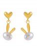 Valentine's Day Faux Pearl Bunny Heart Drop Earrings -  
