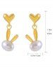 Valentine's Day Faux Pearl Bunny Heart Drop Earrings -  