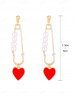 Boucles D'Oreilles Pendantes en Forme de Cœur et Perle Courbé pour la Saint-Valentin - Rouge 