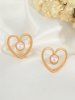 Boucles D'Oreilles Clous Motif Cœur et Perle pour la Saint-Valentin - d'or 