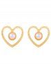 Boucles D'Oreilles Clous Motif Cœur et Perle pour la Saint-Valentin - d'or 