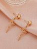 Boucles D'Oreilles Pendantes Motif Croix et Rose pour la Saint-Valentin - d'or 