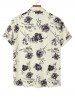 Floral Rose Printed Button Up Vacation Shirt -  